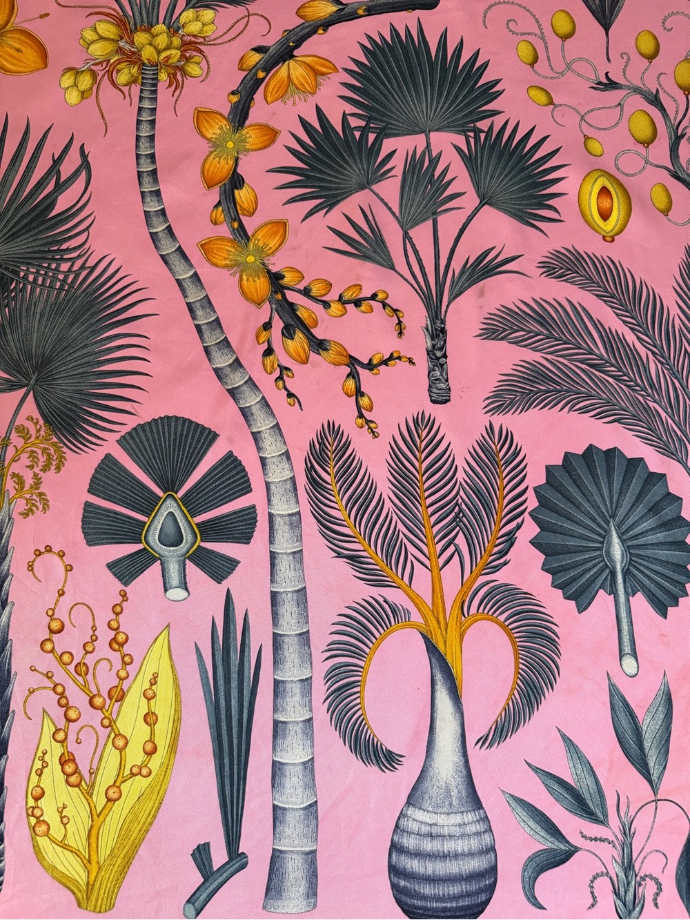 Hermes Index Palmarum Silk Scarf with Palm Motif.